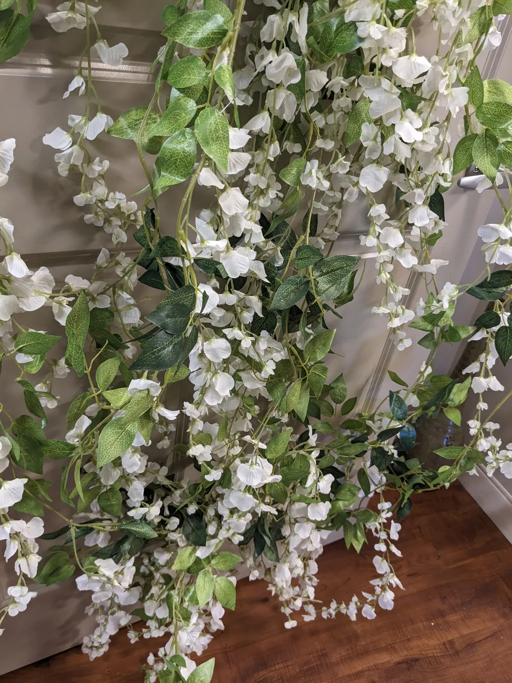 Wisteria White & Green Hanging Artificial Floral Vine Garland